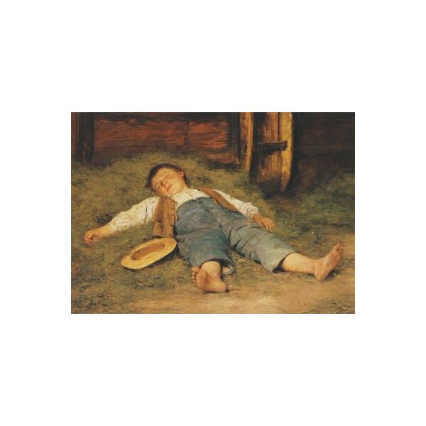 Albert Anker. Schlafender Knabe im Heu. KK