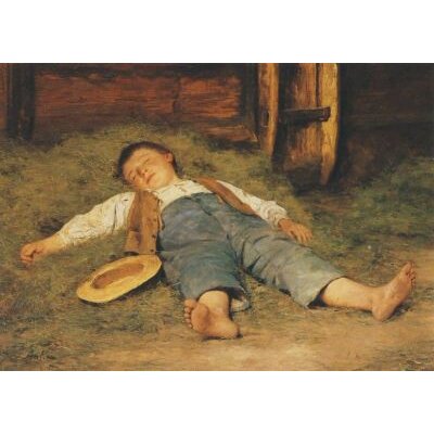 Albert Anker. Schlafender Knabe im Heu. KK