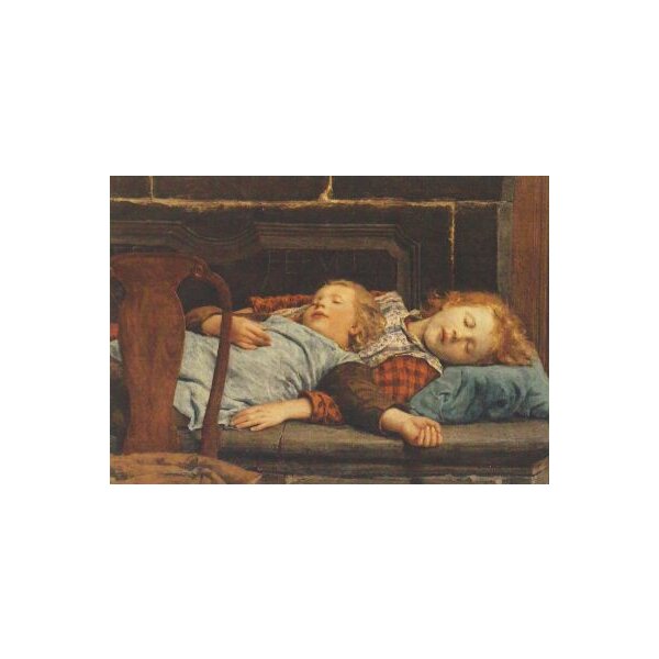 Albert Anker. Zwei schlafende Mädchen auf der Ofenbank, 1895