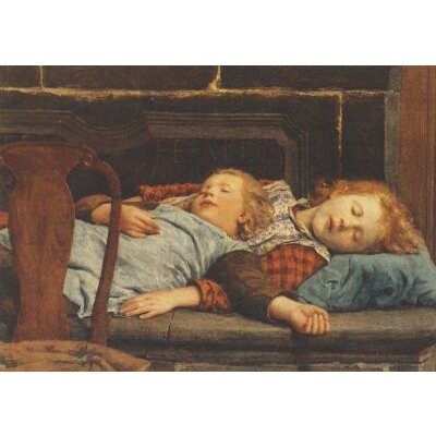 Albert Anker. Zwei schlafende Mädchen auf der...