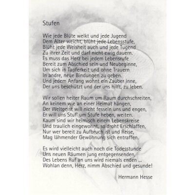 Hermann Hesse. Stufen. Aus: "Die Gedichte"