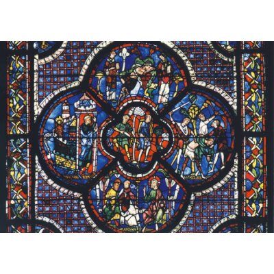 Chartres-Glasfenster. D. Gleichnis v. barmherzigen Samariter