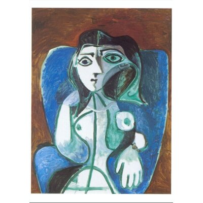 Pablo Picasso. Frau in blauem Sessel (Jacqueline, 1960