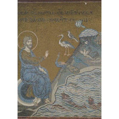 Erschaffung der Vögel und Fische, um 1174. Mosaik