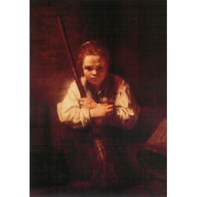 Rembrandt. Dienstmädchen mit Besen, um 1640