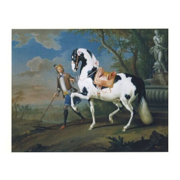 Witte, L. De. Stallbursche mit schwarz-weissem Hengst...