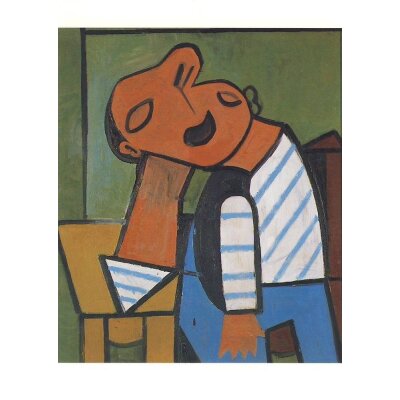 Pablo Picasso. Am Tisch sitzender Fischer, 1938