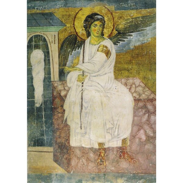 Byzantinisch. Engel am leeren Grab, Fresko 13. Jh.