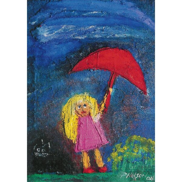 Philip Nelson. Kleines Mädchen mit rotem Regenschirm, 2004