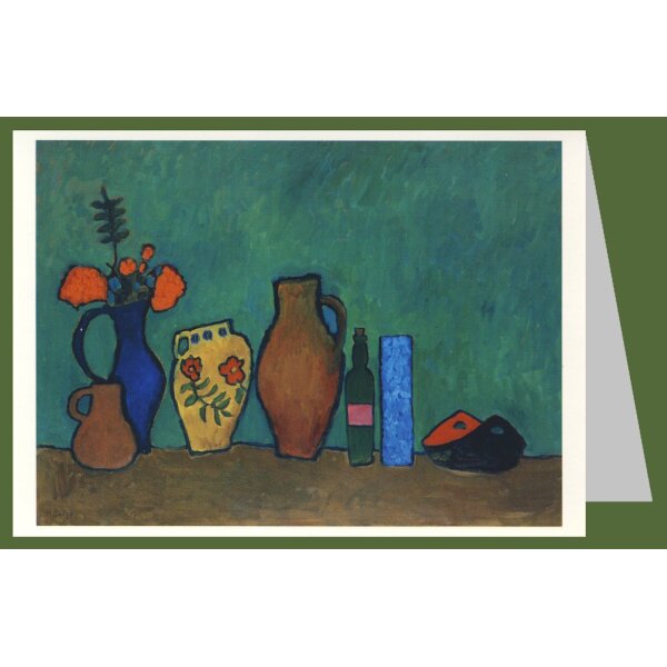 Gabriele Münter. Stillleben mit Vase, Flaschen ...., 1908/09