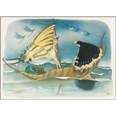Ernst Kreidolf. Falter auf Blattschiff