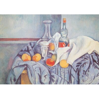 Paul Cézanne.Stillleben mit Pfirsichen und Flaschen