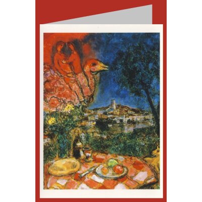 Marc Chagall. Gedeckter Tisch mit Auss. a. St. Paul de Vence