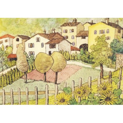 Hermann Hesse. Dorf mit Sonnenblumen, 1929