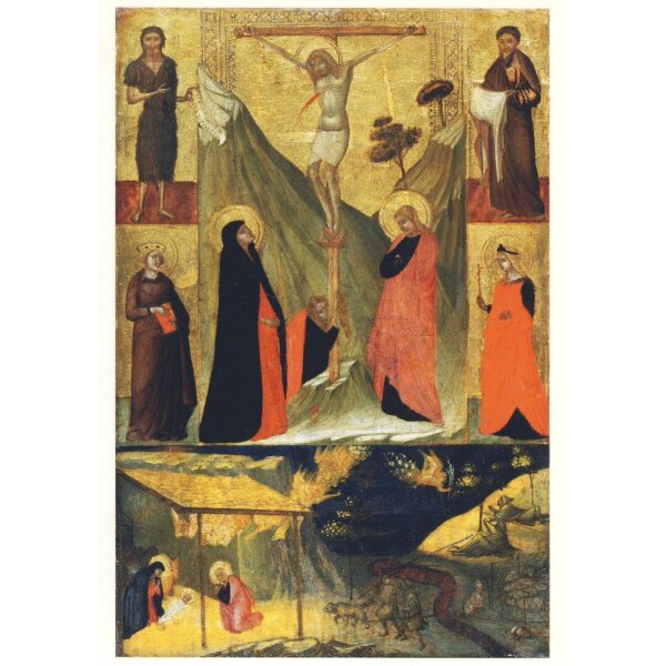 Ambrogio Lorenzetti. Kreuzigung und Geburt Christi...