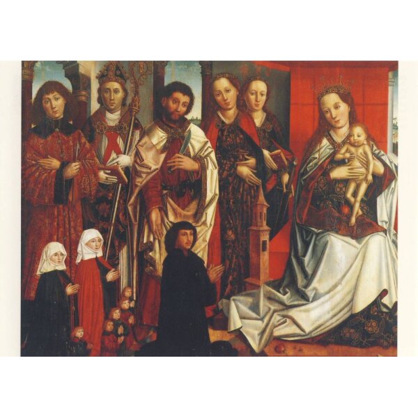 Thronende Muttergottes mit fünf Heiligen und Stifterfamilie