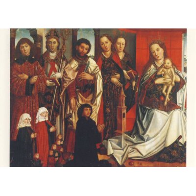 Thronende Muttergottes mit fünf Heiligen und Stifterfamilie