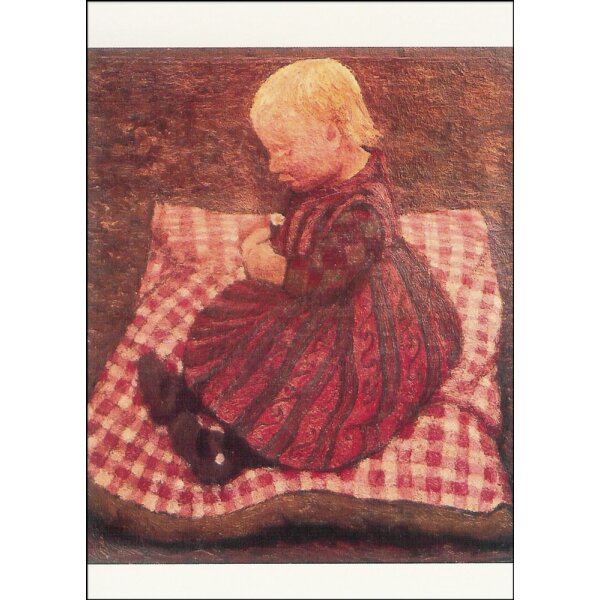 Paula Modersohn-Becker. Kind auf rotgewürfeltem Kissen, um 1904
