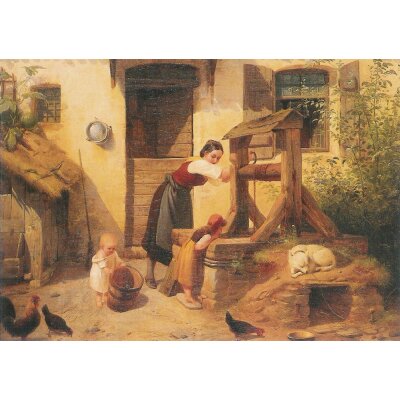 Jakob Dielmann. Idylle auf dem Bauernhof, ca. 1845