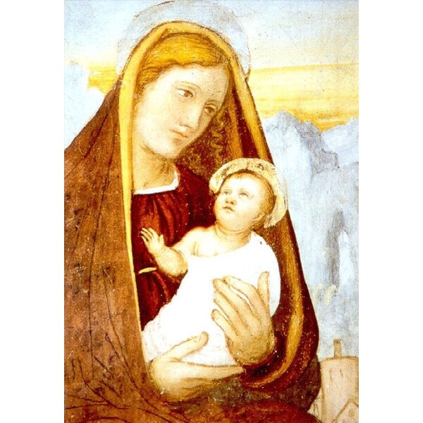 Fresko. Muttergottes mit Kind, 16. Jh.