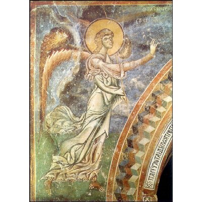 Byzantinisch. Engel, Fresko XI. Jh.