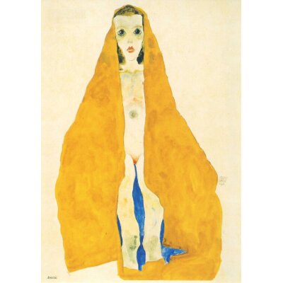 Egon Schiele. Junger Mädchenakt im ockerfarbigen...