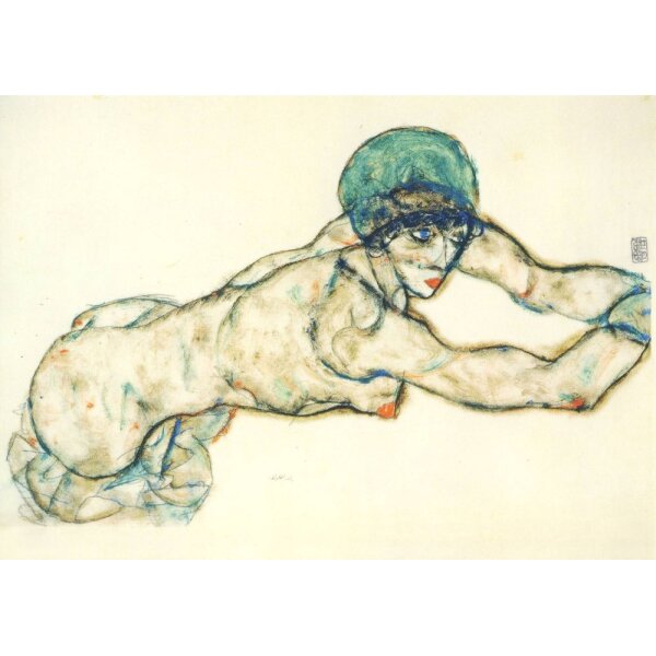 Egon Schiele. Frauenakt mit grüner Haube, 1914