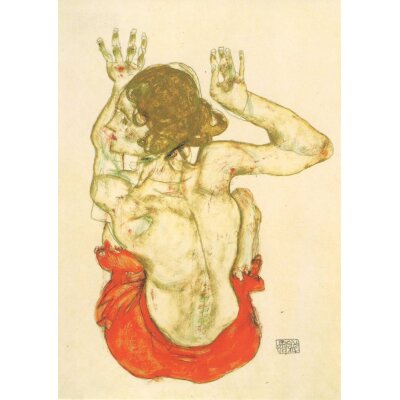 Egon Schiele. Sitzender weiblicher Rückenakt mit...