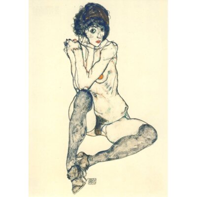 Egon Schiele. Sitzender weiblicher Akt mit...