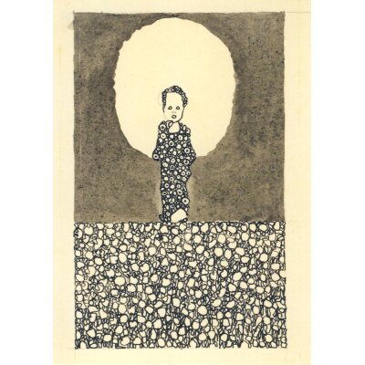 Egon Schiele. Kind mit Nimbus auf einer blumenwiese, 1909