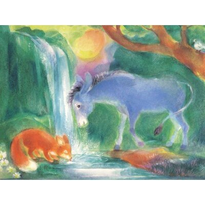 Marie-Laure Viriot. Esel und Fuchs, KD ca. DIN A4.