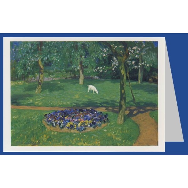 Fritz Overbeck. Sommerliches Gartenbild mit Lämmchen