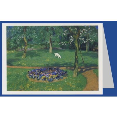 Fritz Overbeck. Sommerliches Gartenbild mit Lämmchen