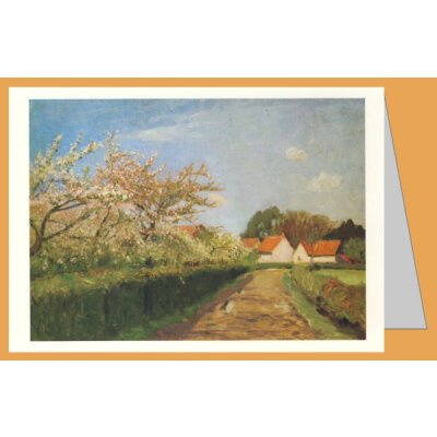 Otto Modersohn. Sonniger Weg mit Blütenbäumen,...