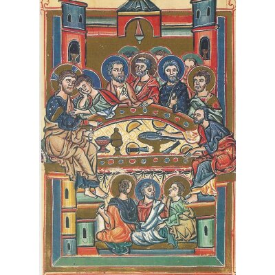 Abendmahl, Perikopenbuch. 3. Viertel des 13. Jh.