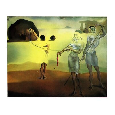 Salvador Dali. Verzauberter Strand mit drei...