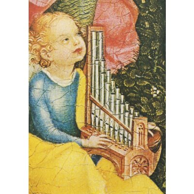 Stefan Lochner. Maria in der Rosenlaube, Engelgruppe rechts