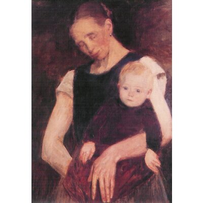 Fritz Mackensen. Müde Moorbäuerin mit Kind, um 1900.