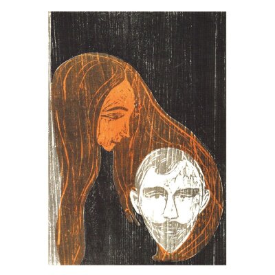Edward Munch. Männerkopf im Frauenhaar, 1906