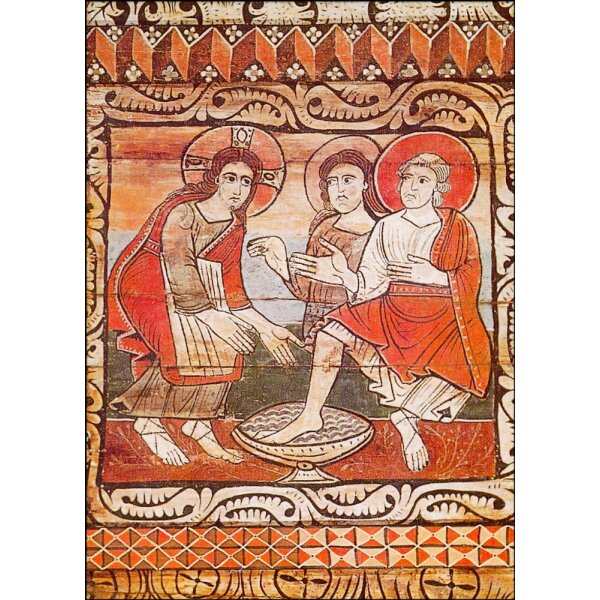 Fußwaschung. Älteste Romanische Kirchendecke 1130