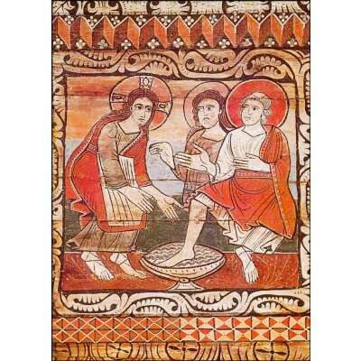 Fußwaschung. Älteste Romanische Kirchendecke 1130