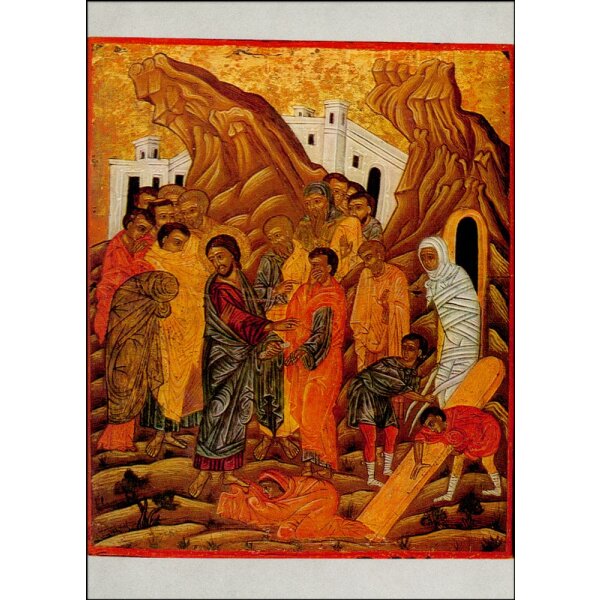 Auferweckung des Lazarus, Griechische Ikone 19. Jh.