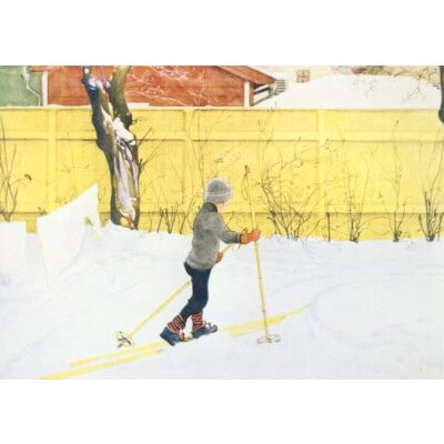 Carl Larsson. Esbjörn auf Skier, 1909