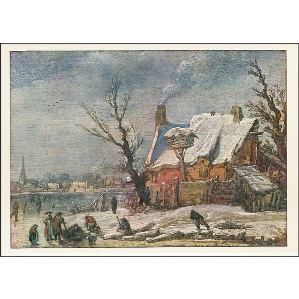 Esaias van de Velde. Winterlandschaft mit Eisläufern