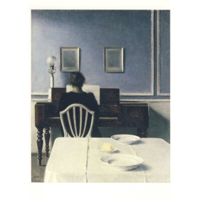 Vilhelm Hammershoi. Interieur mit junger Frau am Klavier