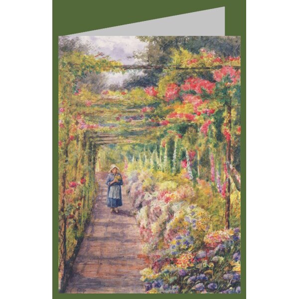 Englische Schule. Junges Mädchen unter einer Rosenpergola