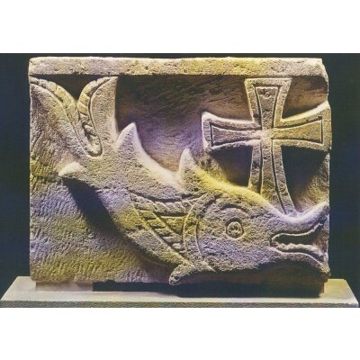 Aegyptisch. Delphin, ein Kreuz tragend