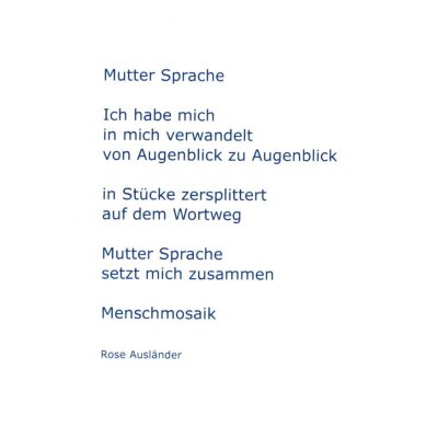 Rose Ausländer. Mutter Sprache