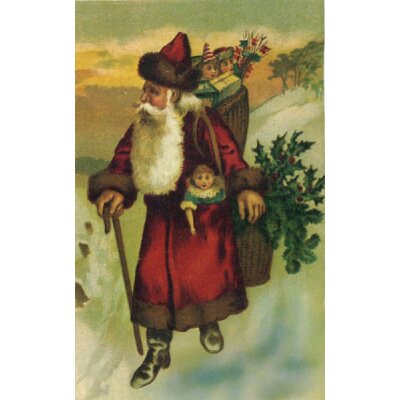 Der Weihnachtsmann kommt.  Altes Motiv um 1900