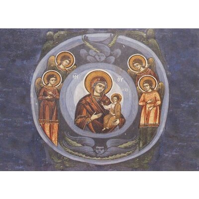 Byzantinisch. Muttergottes mit Kind und Engeln....